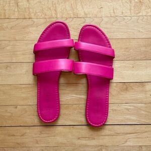 Talbots hot pink slide sandals with two straps